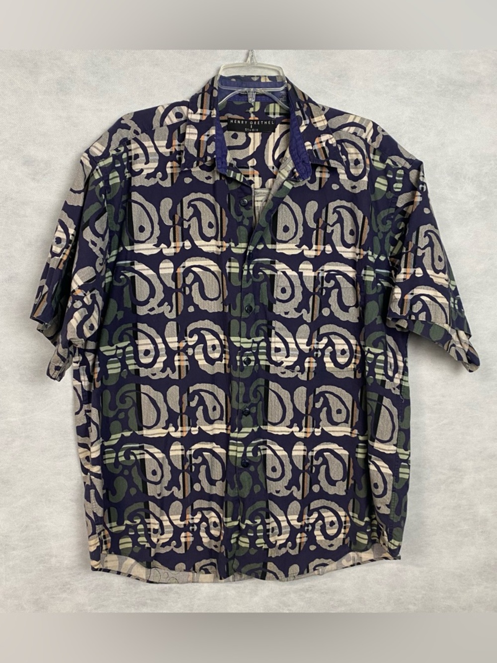 Vtg Henry Grethel Shirt Men’s Large Multicolor Button Up Abstract 80s 90s Flaw